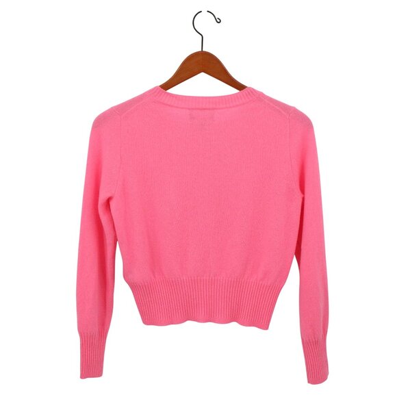 J. Crew Cashmere Shrunken Crewneck Bright Pink Cropped Fit Pullover Sweater XS - Picture 5 of 5
